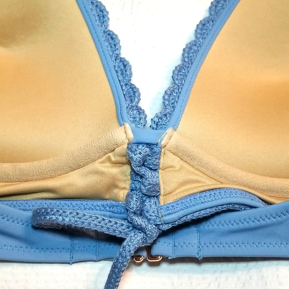 NWT RARE PUSH UP CROCHET BIKINI TOP ADJUSTABLE FRONT TIE AT NECK BIKINI SWIM BRA - Picture 5 of 5